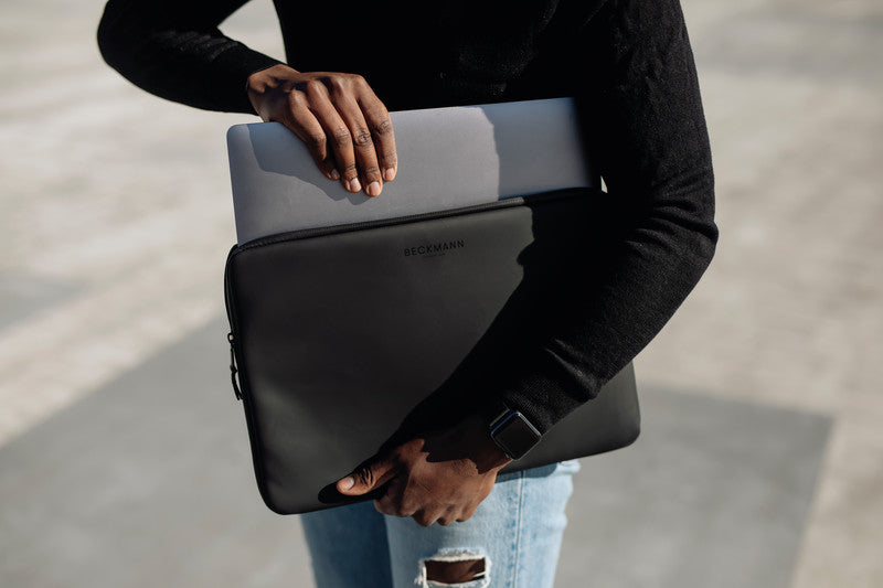 Beckmann Street Notebook-Schutzhülle – für Notebooks bis 15", wasserabweisend, recyceltes PET (rPET), schwarz
