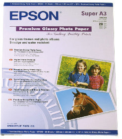Epson Premium Glossy Fotopapier – hochglänzend, A3+, 250 g/m² – für Tintenstrahldrucker