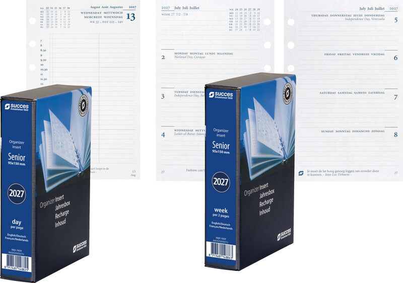 Succes Kalender-Einlage – 1 Woche/2 Seiten, 6-fach, 9,5 × 15 cm, 2027