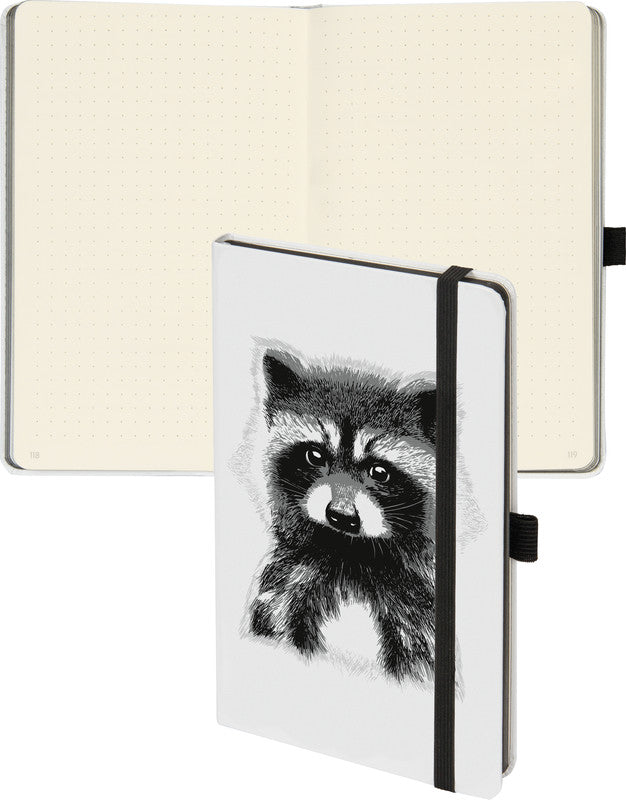 Biella Notizbuch, 125 × 195 mm, punktkariert, Fadenheftung, 192 Seiten, 80 g/m² – mehrfarbig