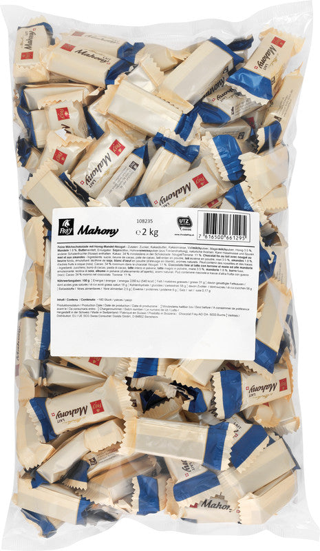 Frey Mahony Mini Schokoladensnack – Honig-Mandel-Nougat, Milch, 2 kg
