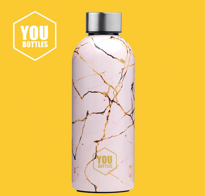 Youbottles Trinkflasche Dual – 5 dl – Edelstahl, isoliert, auslaufsicher – Street Art Pink Marble
