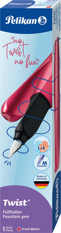 Pelikan Twist – Federspitze M – für Rechts- & Linkshänder – Rot, Blau – Patronen