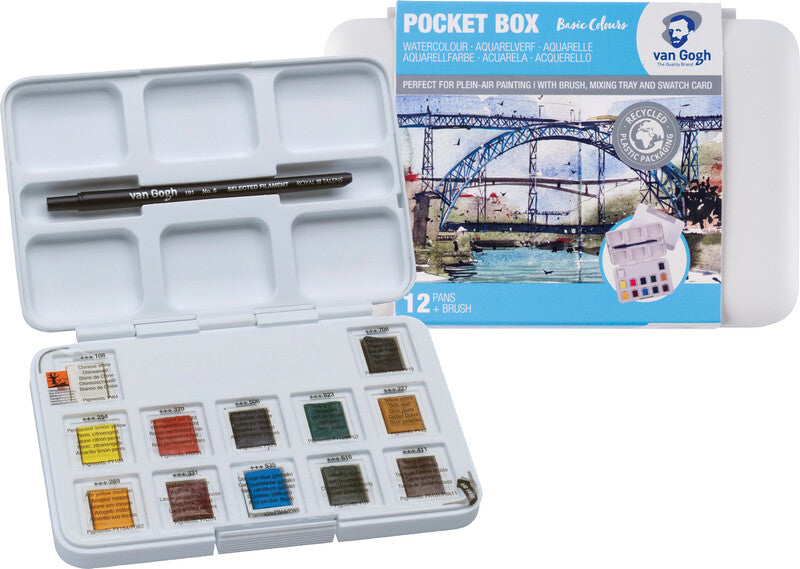 Van Gogh Aquarellfarben – Malkasten – 12 Farben, inkl. Pinsel, Schwamm