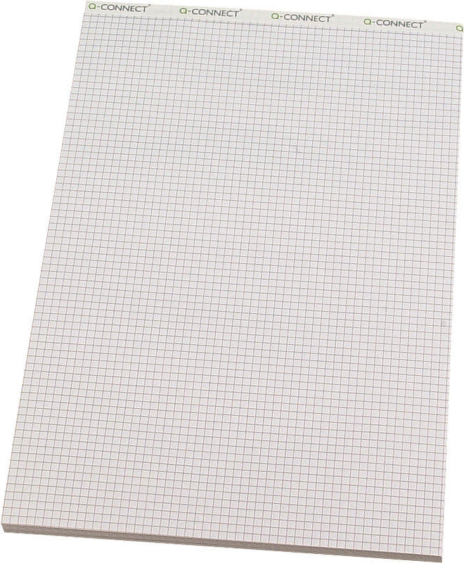 Q-connect Notizblock A4, kariert, geheftet, 100 Blatt, perforiert, 65 g/m² – weiss