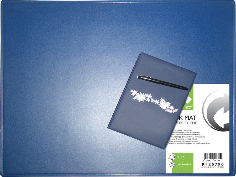 Q-connect Schreibunterlage – blau – 530 × 400 mm – Kunststoff, rutschfest