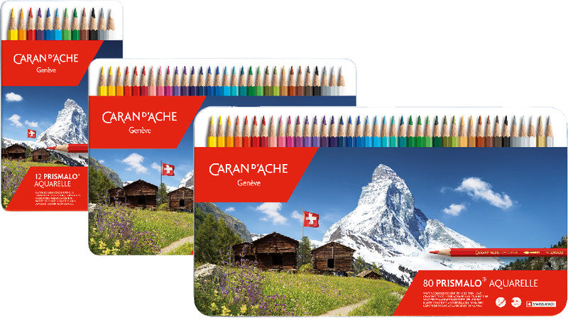 Caran d-Ache Caran d'Ache Prismalo Aquarellfarbstifte – 12 Farben, im Metalletui, Ø 3 mm, FSC