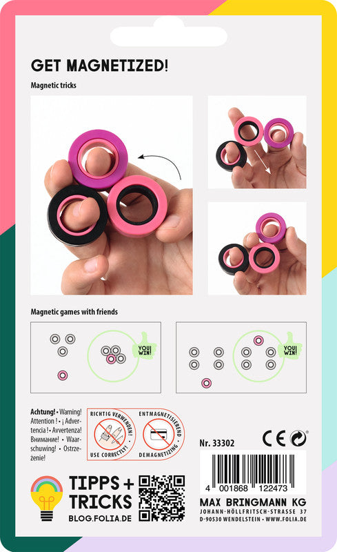 Folia Finger Spin Fidget-Spielzeug – 3 Stück, Kunststoff, Pink