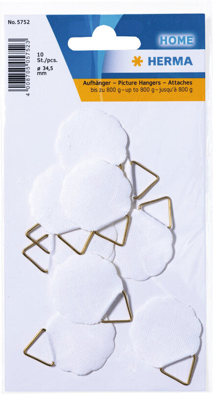 HERMA Bildaufhänger – 34,5 × 34,5 mm, weiss, Papier/Draht, 10er-Pack