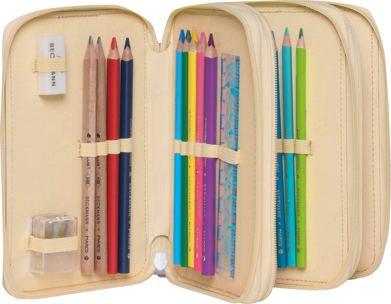 Beckmann Classic 1st Triple Etui, gefüllt – Yellow Heart – Kunststoff – 13 × 20,5 × 7 cm