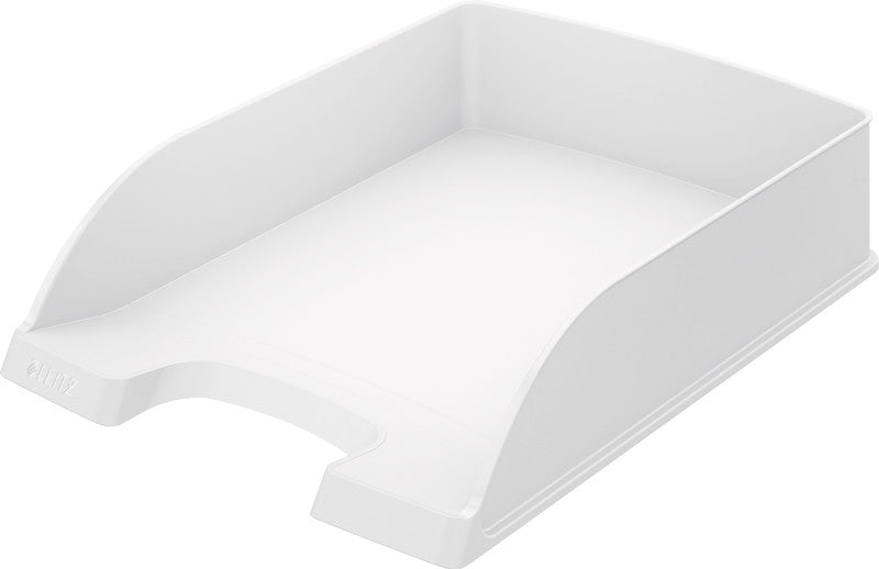 Leitz Stapelbarer Briefkorb mit Griffausschnitt, mit Beschriftungsfeld, matt, weiss, B 255 × H 70 × T 357 mm