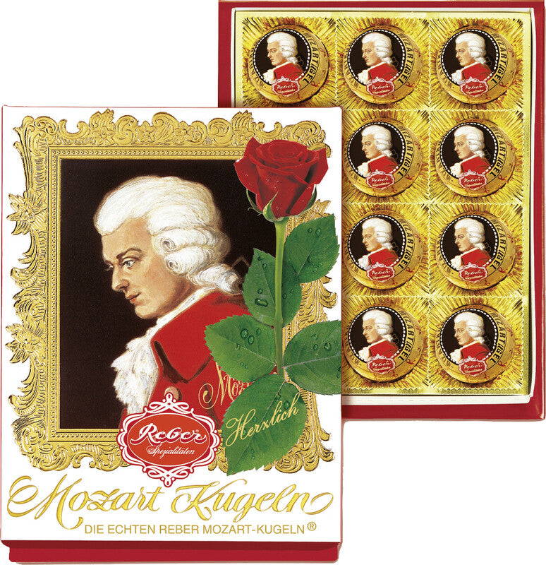 Reber Barock Pralinés Mozart-Kugeln – Pistazie, Dunkel/Milch, einzeln verpackt, 12 × 20 g (240 g)