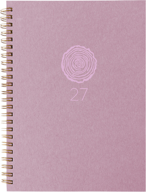 Biella Memento Agenda – 1 Woche/2 Seiten, Spiralbindung, 10,1 × 14,2 cm, 2027, Mehrsprachig, Rosa