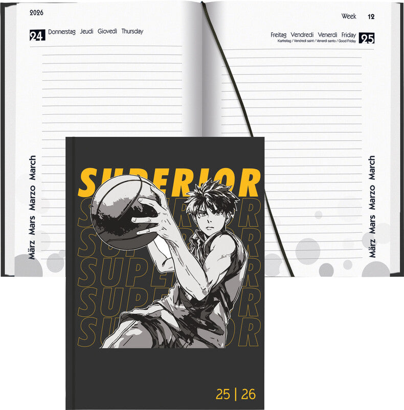 Biella mydiary Schüleragenda – 1 Tag/Seite, gebunden, 12 × 16,5 cm, Aug–Jul, Sport, FSC