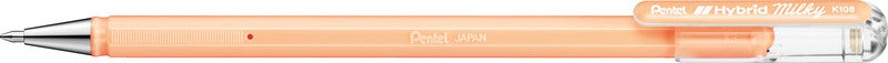 Pentel Hybrid Gel Milky Gelschreiber – orange, 0,4 mm, für dunkles Papier, Kappe