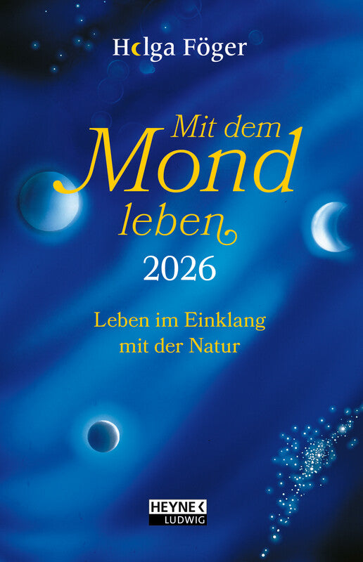 Heyne Ludwig Mit dem Mond leben Agenda – 1 Woche/2 Seiten, gebunden, 10 × 15,5 cm, 2026, Blau, Mond, FSC