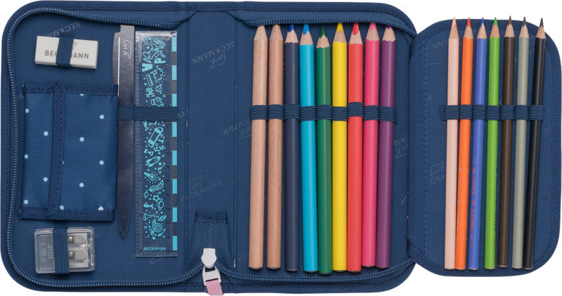 Beckmann Classic 1st Schuletui 2-fach, gefüllt, 21-teilig – Pet Friends Blue – Kunststoff