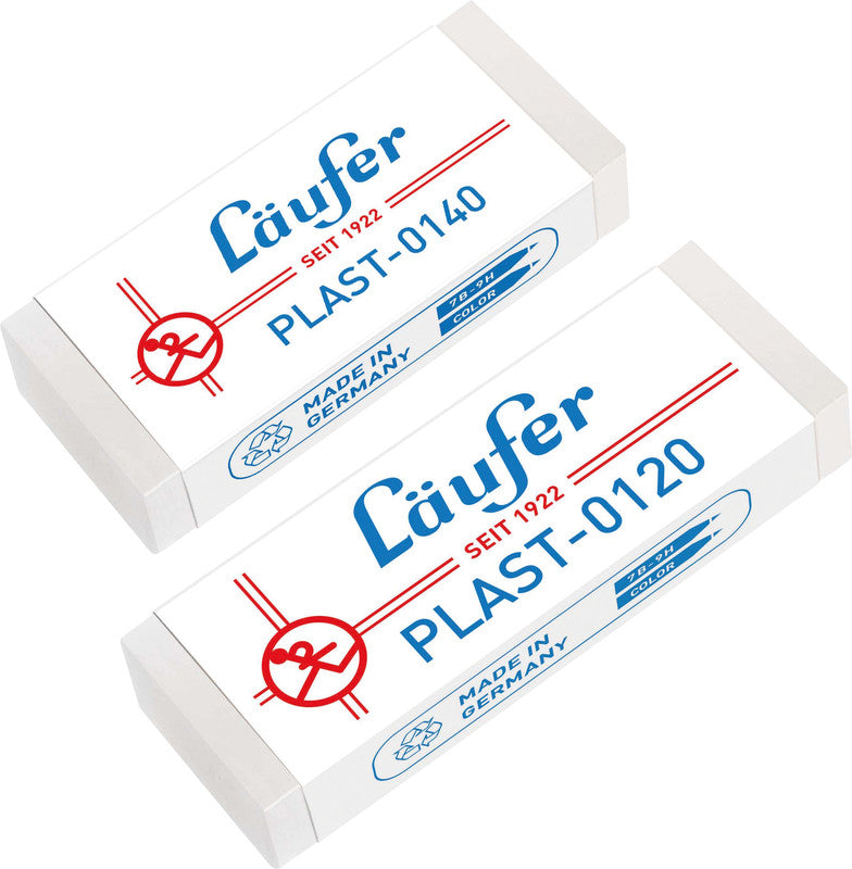 Laufer Radierer – für Bleistift und Farbstifte – 65 × 12 × 21 mm – Kunststoff – transparent – 2er-Pack