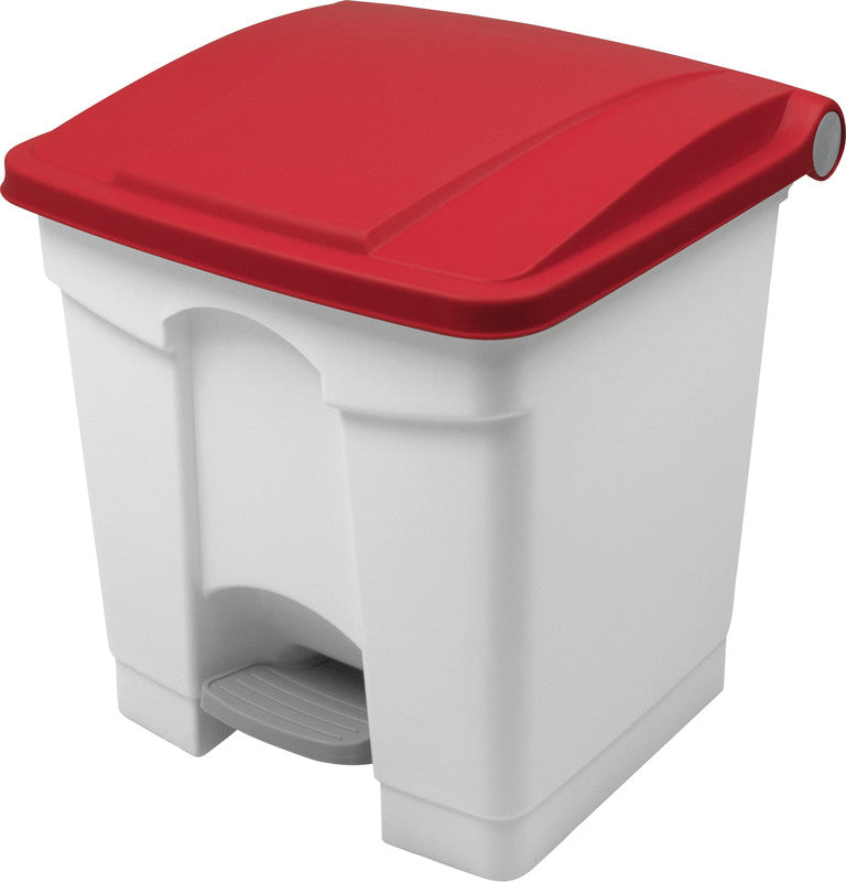Helit Abfallcontainer the step – 30 l – mit Deckel – Kunststoff, weiss – B × H × T 410 × 440 × 400 mm