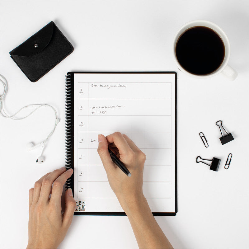 Rocketbook Fusion Smart Spiralbuch, Hardcover, 42 Seiten, 90 g/m² – Schwarz, für Rocketbook App
