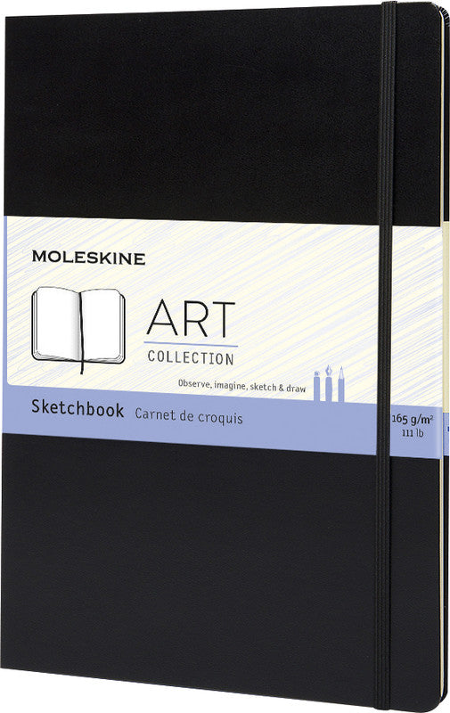 Moleskine Skizzenbuch, A4, 165 g/m², 96 Seiten, schwarz, mit Gummiband, Hardcover, säurefrei