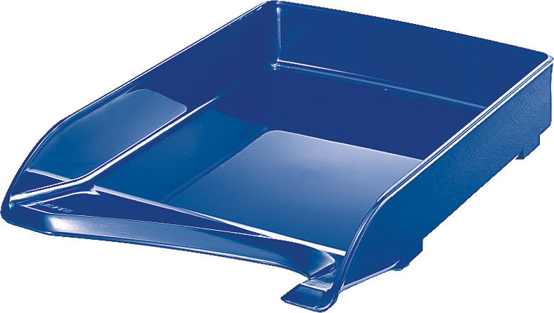 Leitz Briefkorb – mit Griffausschnitt, mit Beschriftungsfeld, glänzend, blau, B 250 × H 63 × T 350 mm