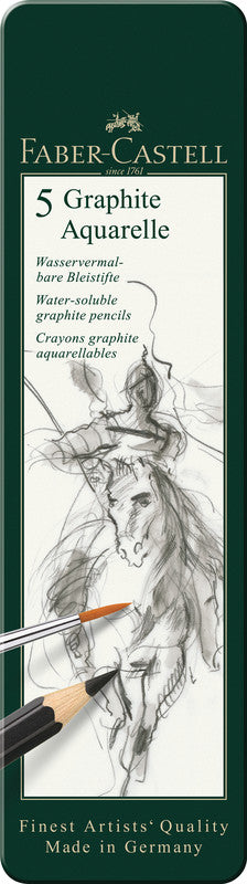Faber-Castell Graphite Aquarelle Graphit-Set, Jumbo, Metalletui – 5-teilig