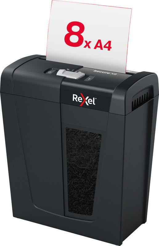 Rexel Secure X8 – Aktenvernichter, DIN P-4, Partikelschnitt 4 × 40 mm, 8 Blatt, 10 l, A4