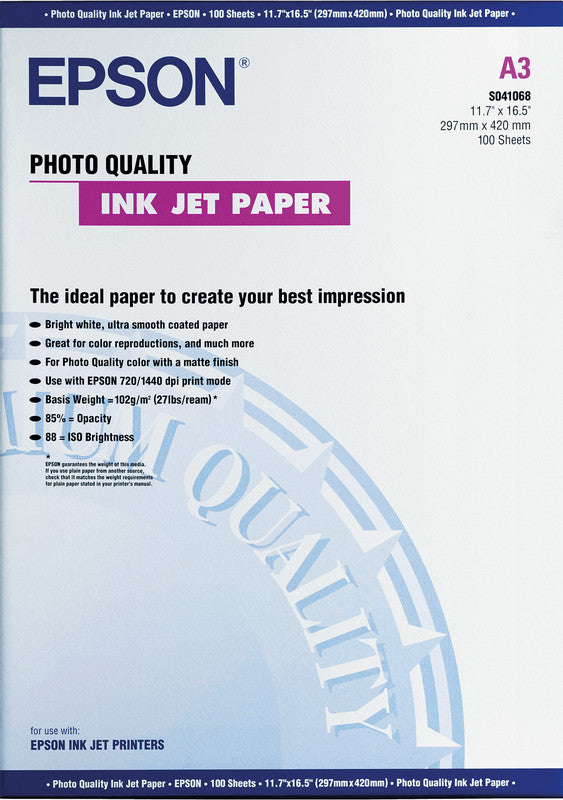 Epson Fotopapier – matt, A3+, 105 g/m², 100 Blatt – für Inkjet-Drucker