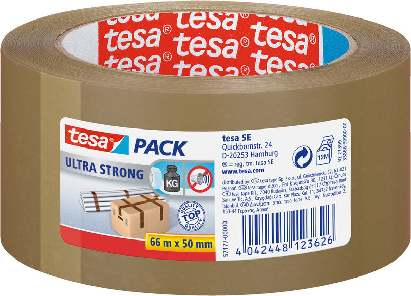 tesa Vinylband – 50 mm × 66 m, braun, stark
