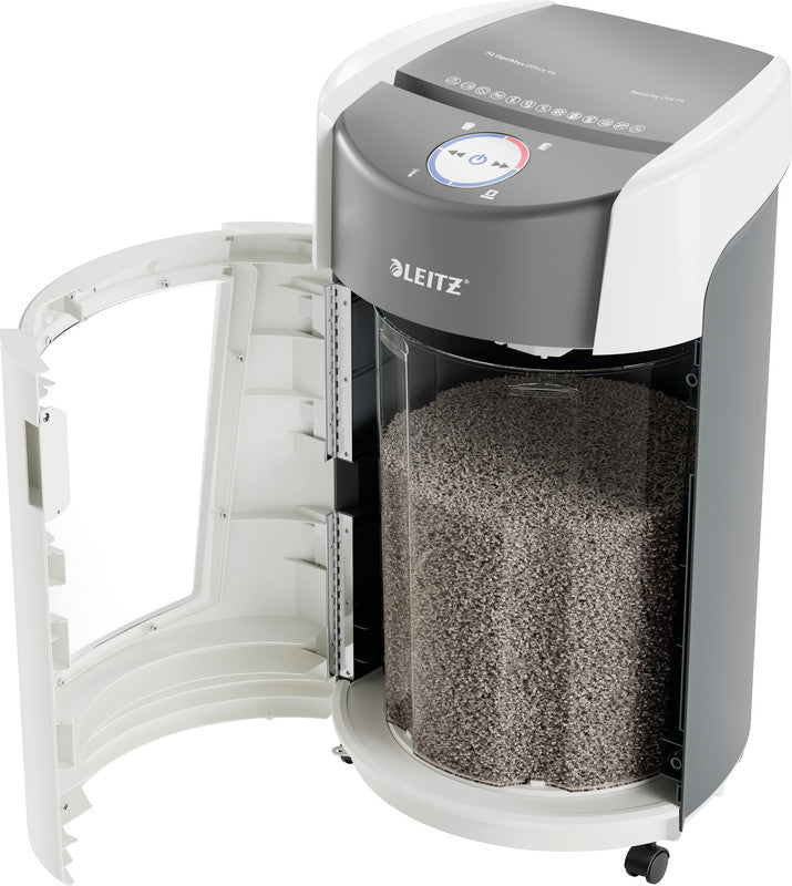 Leitz IQ OptiMax – Aktenvernichter, DIN P-5, Mikroschnitt 2 × 15 mm, 10 Blatt, 35 l, A4