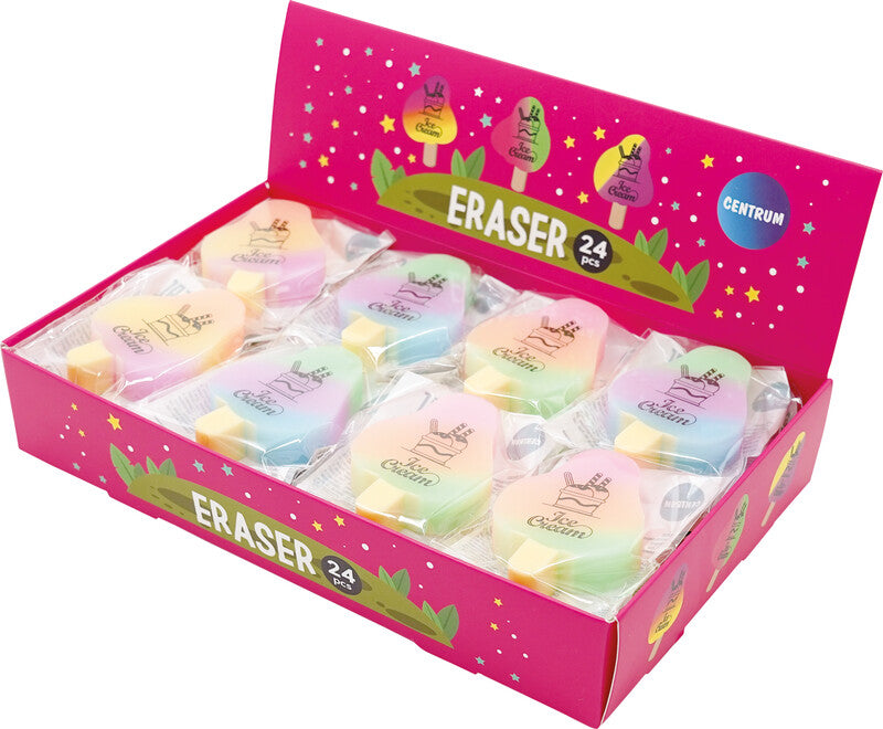 Centrum Radiergummi Ice Cream – für Bleistifte, 37 × 12 × 54 mm, farbig sortiert