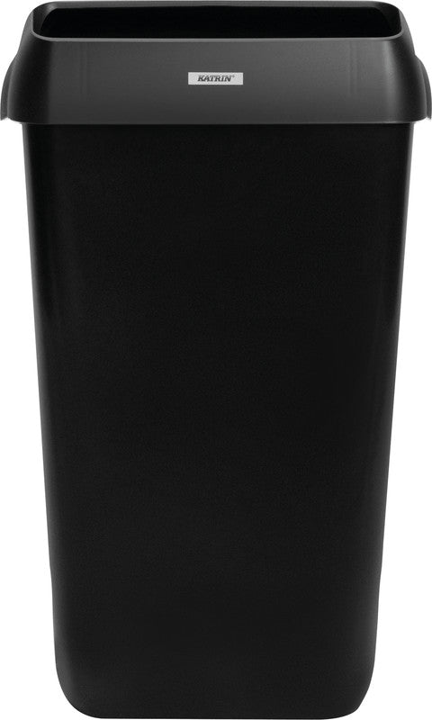 Katrin Abfallcontainer – 25 l, mit Deckel – Kunststoff, schwarz – B × H × T 330 × 550 × 230 mm