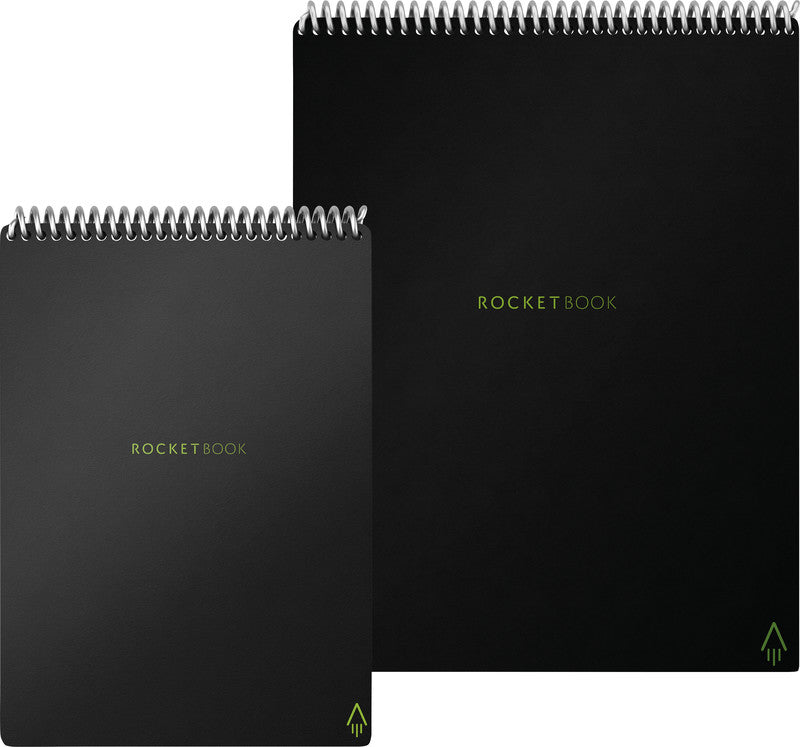Rocketbook Spiralblock A5, punktkariert, Spiralbindung, Hardcover, 18 Blatt – schwarz, für ROCKETBOOK App