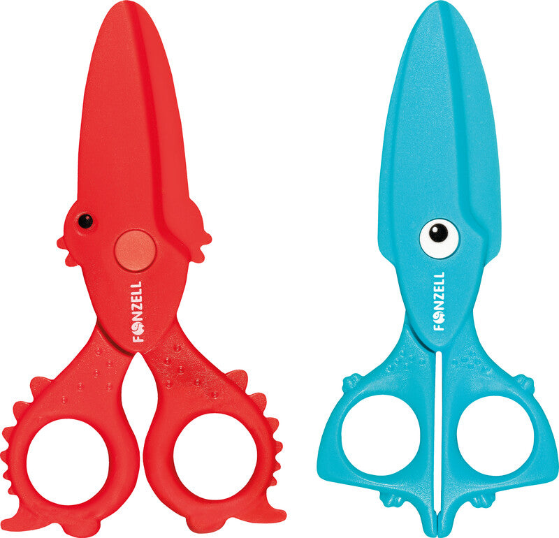 Fonzell Kinderschere – 11,5 cm, Kunststoff, für Rechts- und Linkshänder, abgerundet, Rot