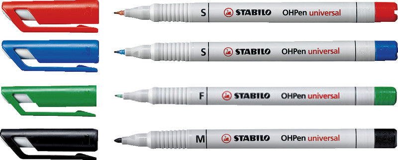 STABILO Non-Permanent-Marker OHPen – mittel 1 mm – sortiert – 4er-Set – feucht abwischbar