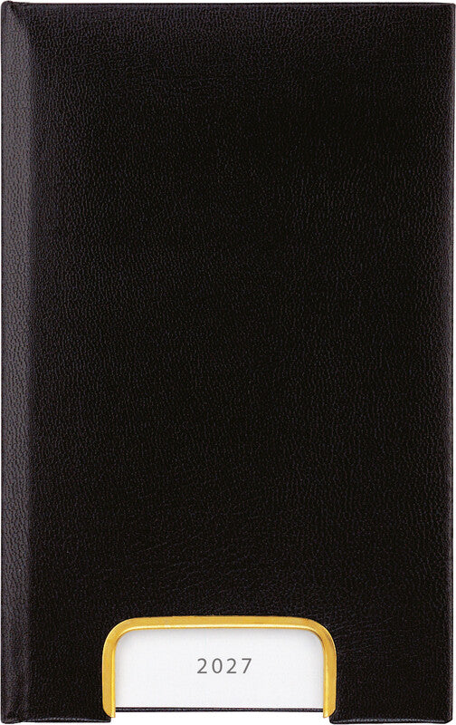 Biella Disponent Agenda – 1 Tag pro Seite, gebunden, 10,1 × 16,0 cm, Jan–Dez 2027, 1-Stunden-Takt, schwarz, FSC