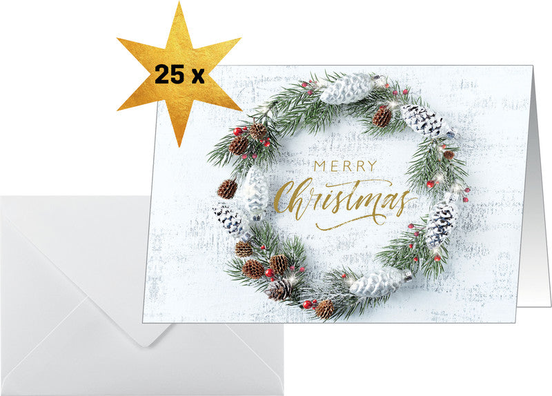 Sigel Weihnachtsgrusskarte (Kranz) – A6 (105 × 148 mm) – mit Umschlägen, für Inkjet/Laser/Kopierer, Edelkarton