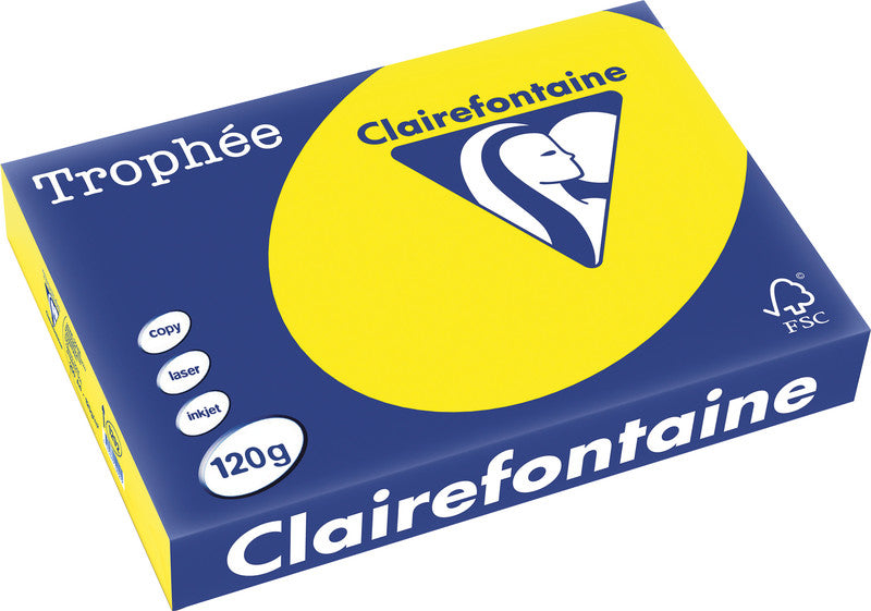 Clairefontaine Kopierpapier – A4, 120 g/m², Kanariengelb – für Inkjet, Laser, Kopierer – FSC, EU Ecolabel – 25