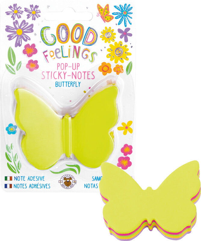 Trendhaus Haftnotizen Pop-Up Good Feelings – 65×50 mm – sortiert, 100 Blatt, Schmetterling