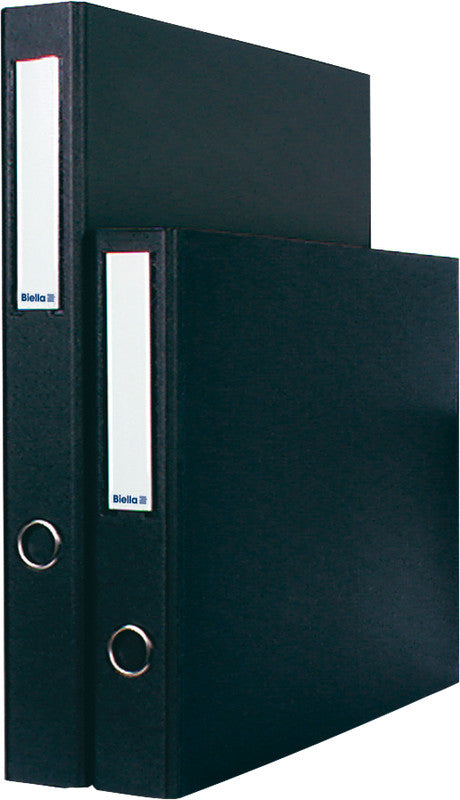 Biella Ringbuch Plasti-Quatro – A3 Hochformat – 4-Ring Bügelmechanik, Ø 35 mm – Schwarz, mit Griffloch, FSC