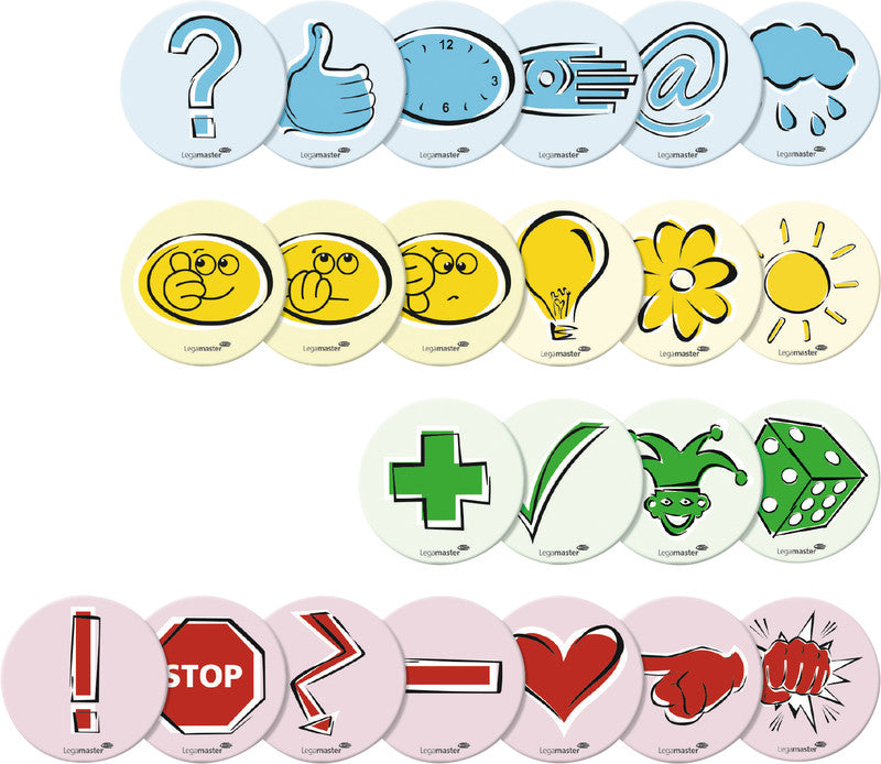 Legamaster Moderationskarten Emoticons – für Ø 95 mm – Papier, sortiert
