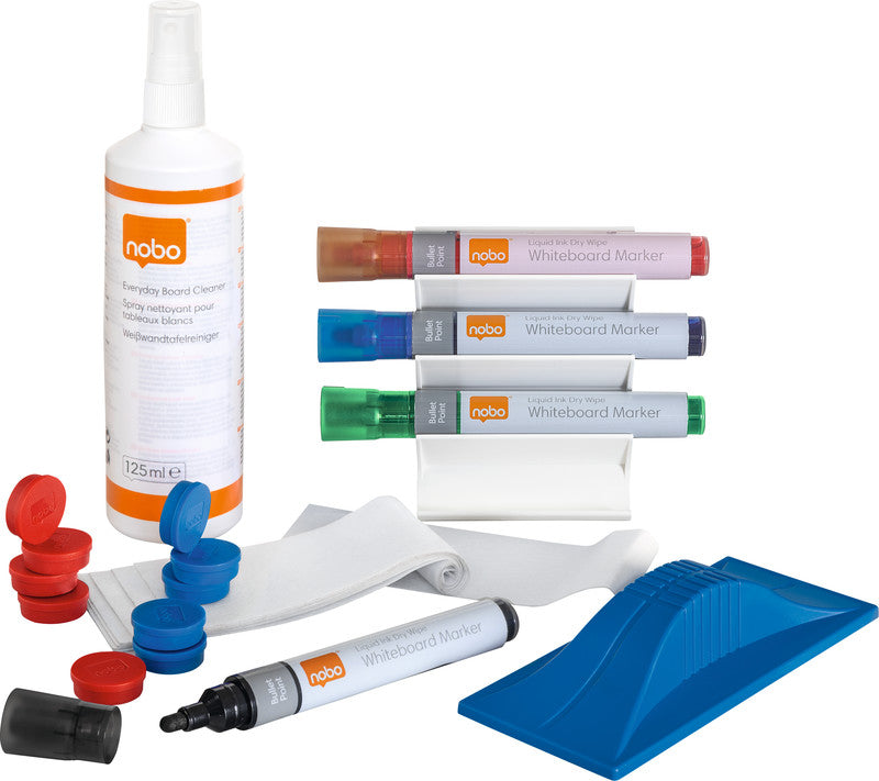 Nobo Starter-Kit, inkl. Marker, Wischer, Reiniger – für Whiteboards