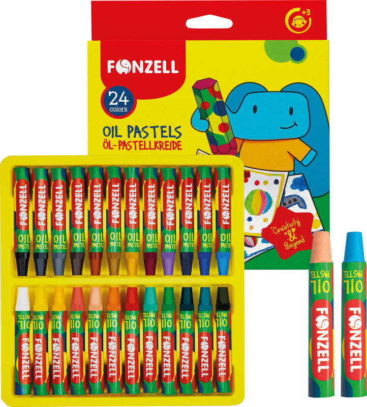 Fonzell Ölpastelle – Set – 24 Farben, für Papier, Karton & Holz