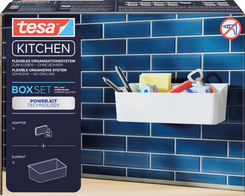TESA Ordnungsbox – ABS-Kunststoff, Weiss, 24 × 8,5 × 14 cm – 1er-Pack