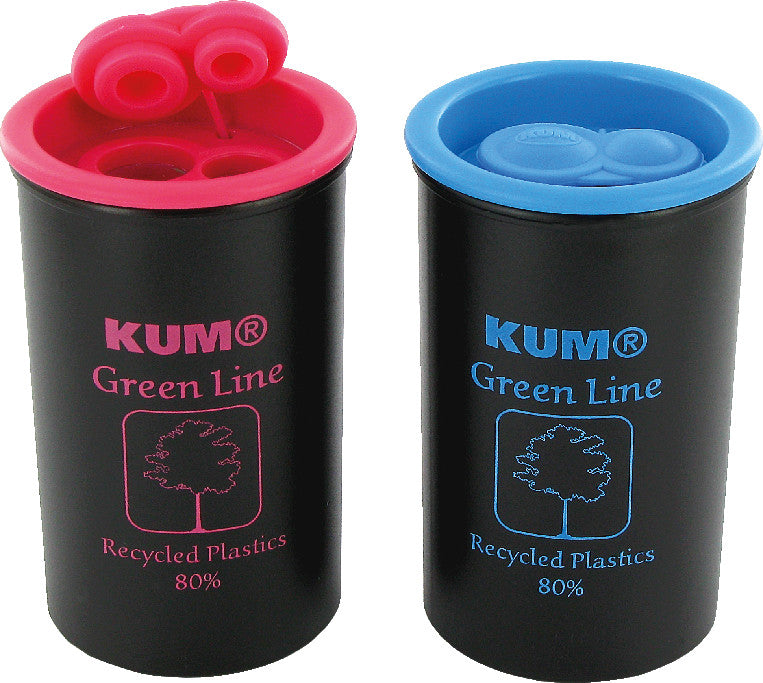 Kum Spitzer – manuell, 2-Loch, mit Behälter, für Blei- und Buntstifte Ø 8 und Ø 11 mm, Kunststoff, assortiert