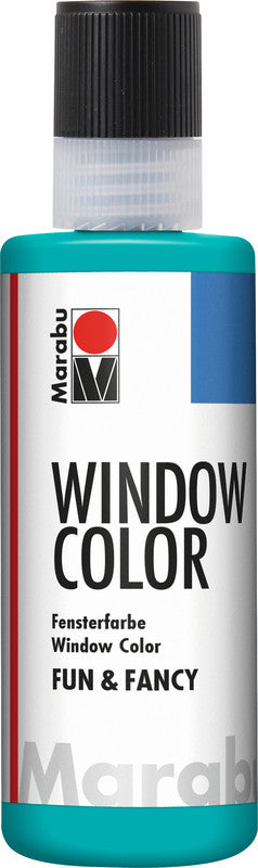 Marabu Fun & Fancy – Fenstermalfarbe – türkisblau, 80 ml, für Glas & Porzellan
