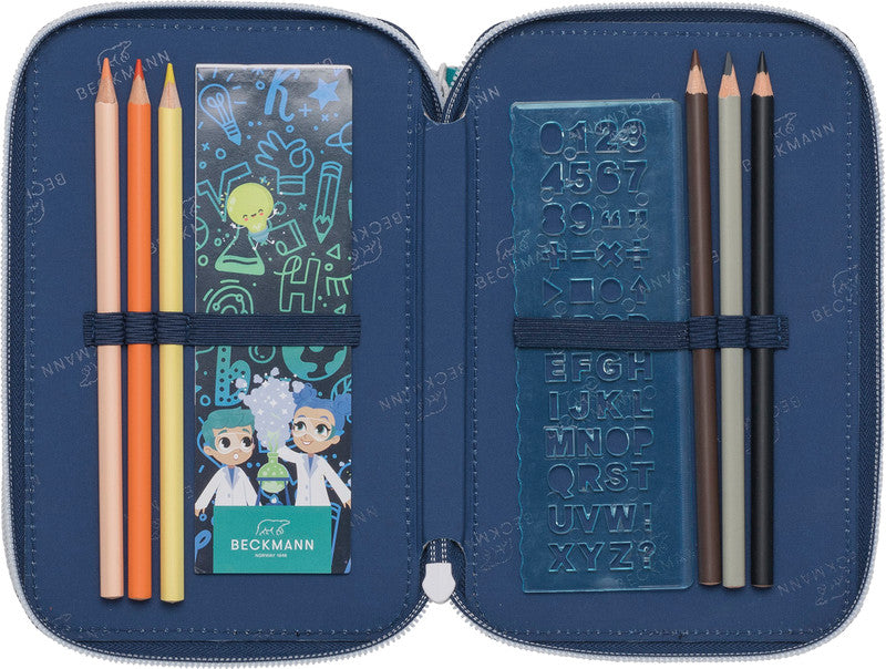 Beckmann Classic 1st Triple Etui, gefüllt, 27-teilig – Science – Kunststoff – 13 × 20,5 × 7 cm
