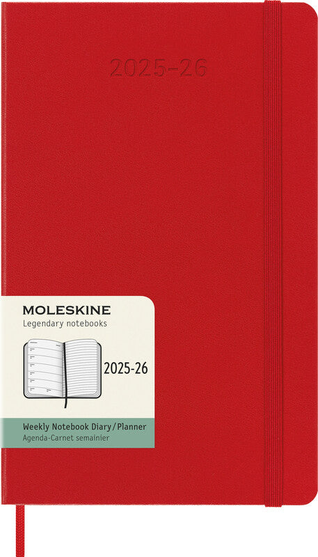 Moleskine Schüleragenda – 1 Woche pro Seite, gebunden, 13 × 21 cm, Aug–Jul, scharlachrot, FSC