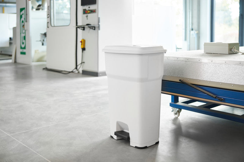 Rothopro Abfallcontainer – 85 l – mit Deckel – Kunststoff, Polarweiss – B × H × T 490 × 790 × 390 mm
